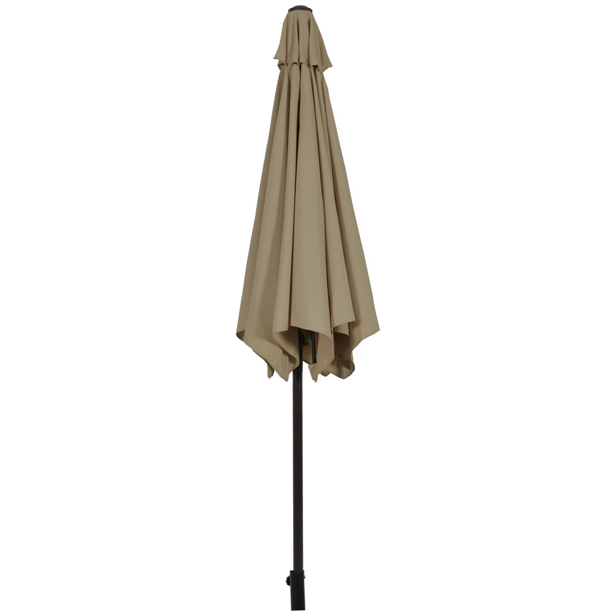 Gymax 9 ft Outdoor Patio Market Table Umbrella Garden Yard w/ Crank 6 Ribsb Tan