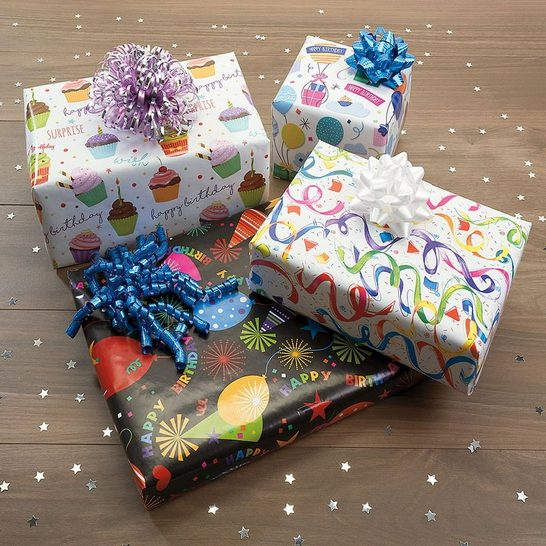 Current Black Birthday Hats Heavyweight Gift Wrap Paper 61 sq ft