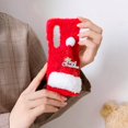 thumbnail image 2 of Plush Case for Samsung Galaxy Z Fold 3, Cute 3D Christmas Hat Case Soft Faux Lambswool Cover Fashion Shockproof Cover Cartoon Case Girl Furry Phone Cover for Samsung Galaxy Z Fold 3, Red, 2 of 6