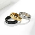thumbnail image 3 of PAURO Unisex Stainless Steel Fidget Anxiety Engraved Stars Inlaid Cubic Zirconia Rotating Ring Silver Size 5, 3 of 5