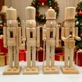 thumbnail image 2 of Selrti 1/2/3Pcs 25/38CM Christmas Wooden Unfinished Nutcracker Figurine DIY Blank Unpainted Soldier Figure Holiday Party Ornament Decoration, 2 of 7