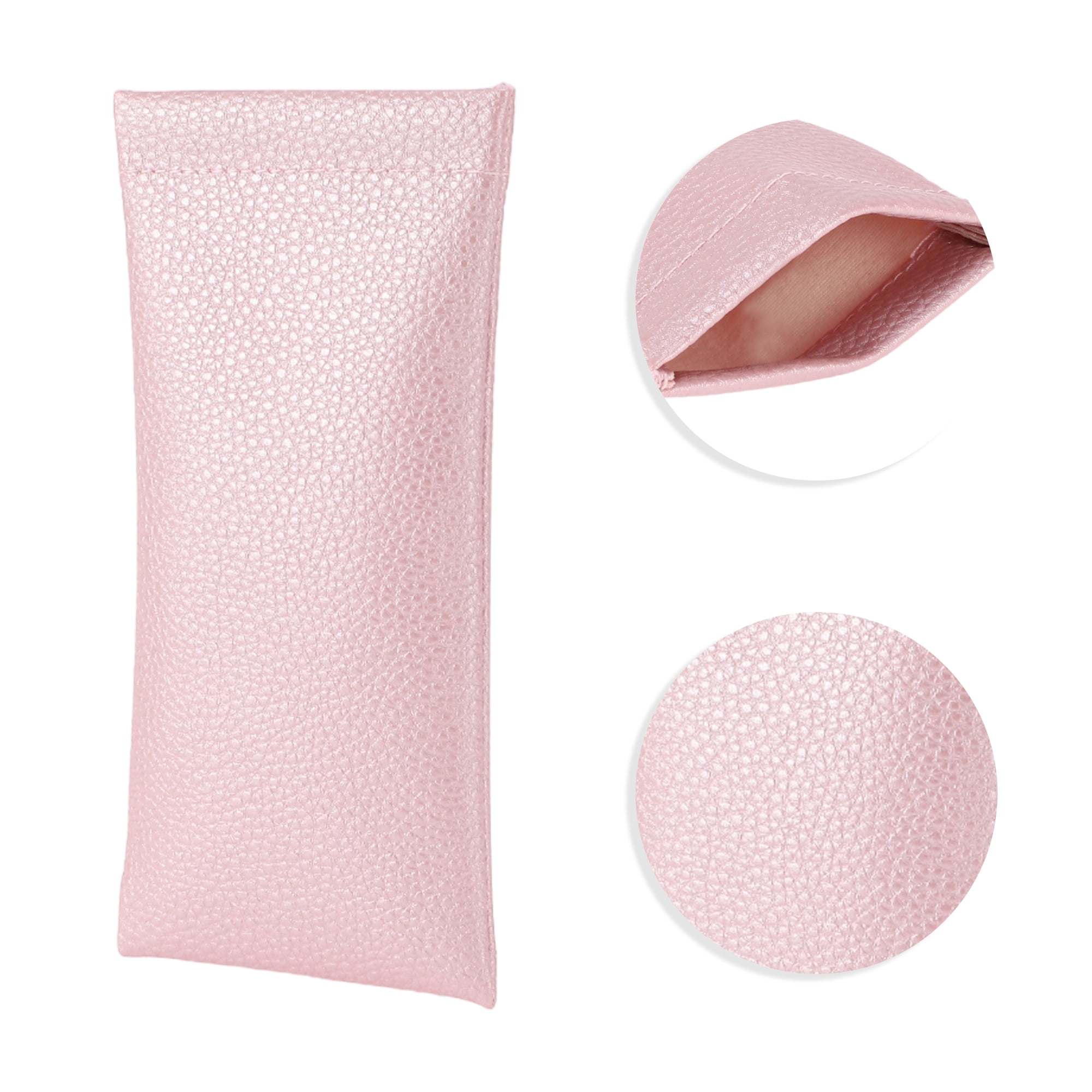 Unique Bargains Lychee Pattern Eyeglasses Bag Portable Eyeglasses Storage Case Light Pink