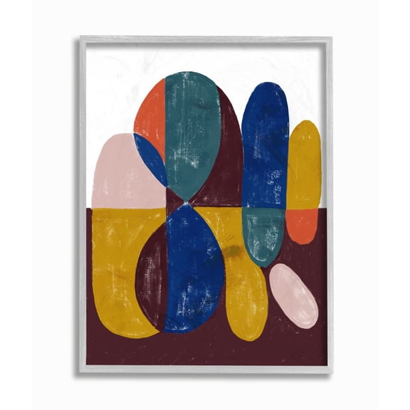 Stupell Industries Abstract Shapes Purple Blue Yellow Design Framed Wall Art by Daphne Polselli