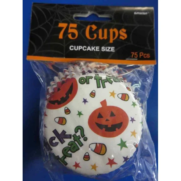 Trick Or Treat Pumpkin Candy Bat Halloween Party Cupcake Liners Baking Cups