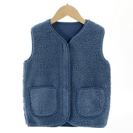 

Child Sweater Toddler Boys Girls Solid Winter Fleece Zippered Jacket Vest Thicken Warm Outwear Coat