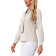 thumbnail image 4 of INSPIRAR CHIC Blusas de Manga Larga para Mujeres Chifón Plisado con Cuello de Lazo Camisa de Oficina XL Beige Claro, 4 of 6