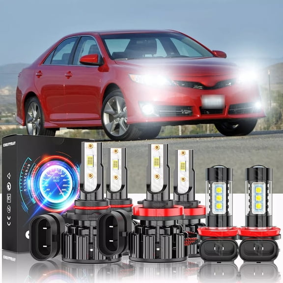 For Toyota Camry 2007-2014 LED Front Headlight High Low Beam Fog Light Bulbs Kit 6000K White 6x