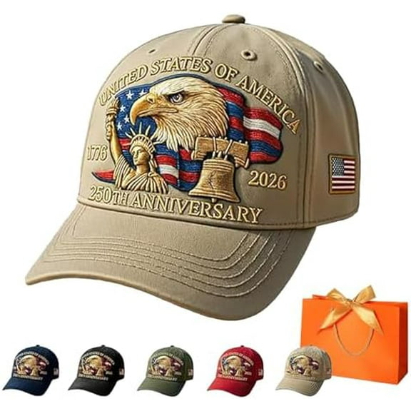 Eagle&Liberty – United States 250th Anniversary Hat, Adjustable Patriotic Baseball Cap with Bald-Eagle for Men Women