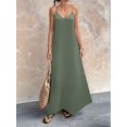 thumbnail image 5 of Women's V-Neck Sleeveless Backless Maxi Solid Suspender Robe Dress for Party Summer Green XL, 5 of 9