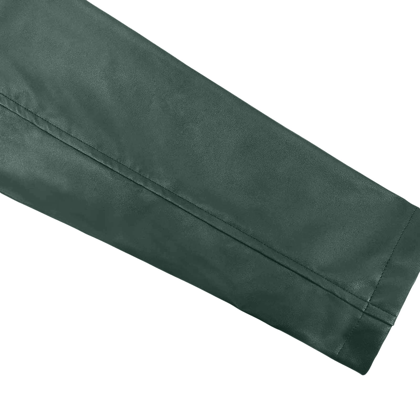BLTIBY Womens Faux Leather Jackets, Fall Spring Zip Up Black Stand Collar Motorcycle Short PU Moto Biker Outwear Fitted Slim Coat Green XXL