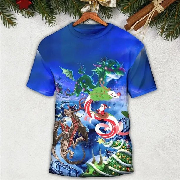 Nuevas camisetas para hombres con estampado de muñeco de nieve de Navidad en 3d, camisetas de manga corta Harajuku, ropa informal de verano para hombres, camiseta holgada de gran tamaño