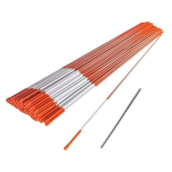 100 Pack - 72" Driveway Markers 5/16", Snow Stakes, Plow Stakes, Orange Reflective Fiberglass, 6', 100 Pack with 12" Install Bit