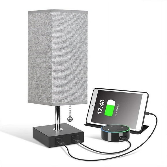 TopLLC USB Mobile Phone Charging Cloth Table Lamp Living Room Bedside Lamp 110V Table Lamp