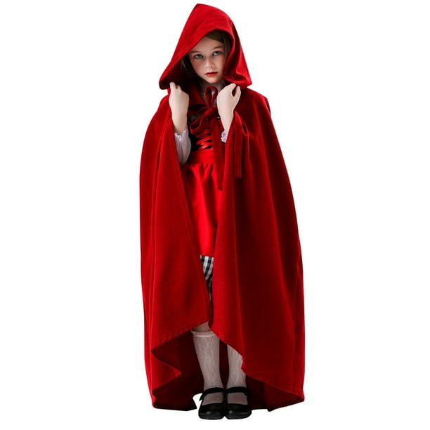 De Disfraz de Caperucita Roja para niños, capa con capucha de cuerpo entero para Halloween y fiestas de disfraces