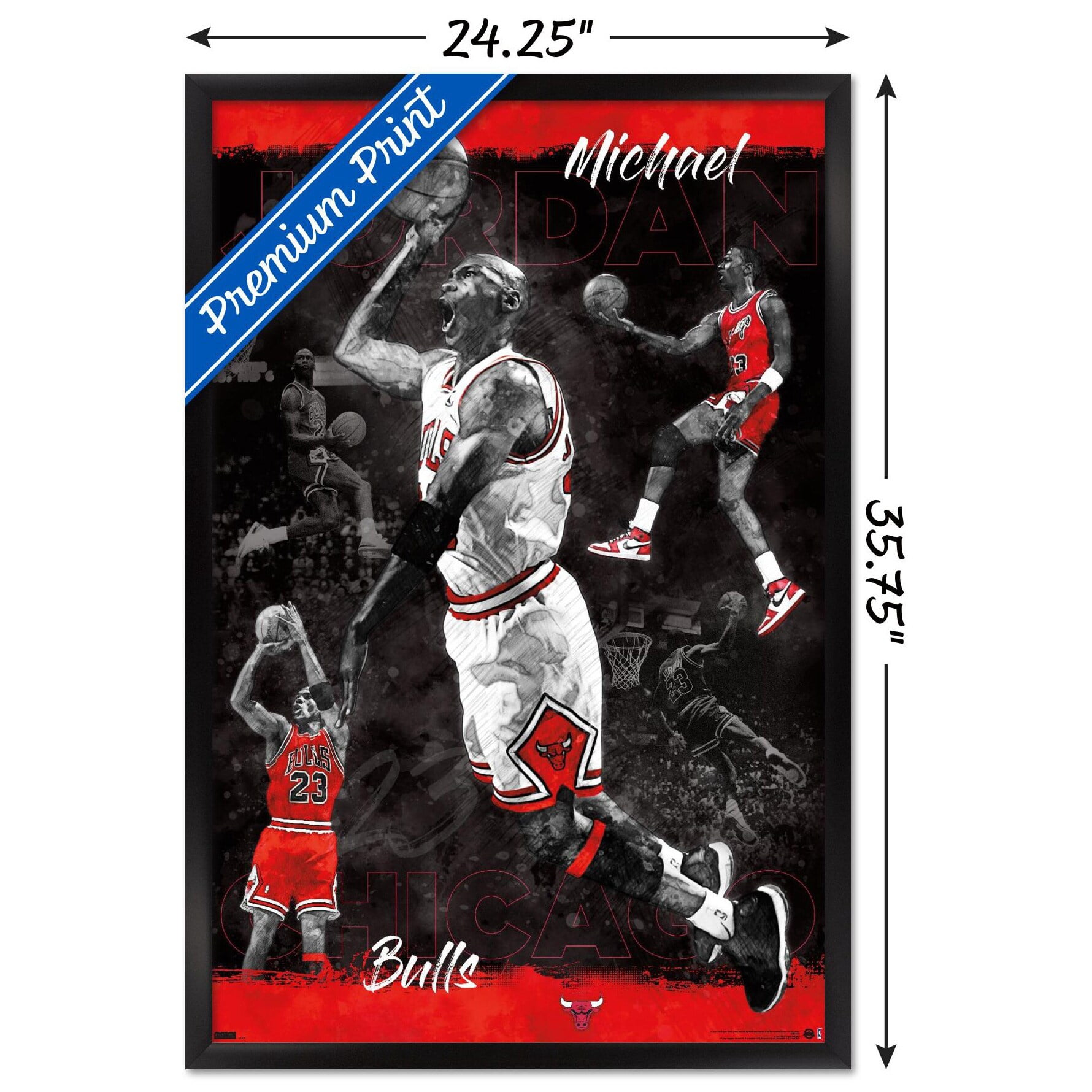 Michael Jordan - Sketch Wall Poster, 22.375" x 34", Framed