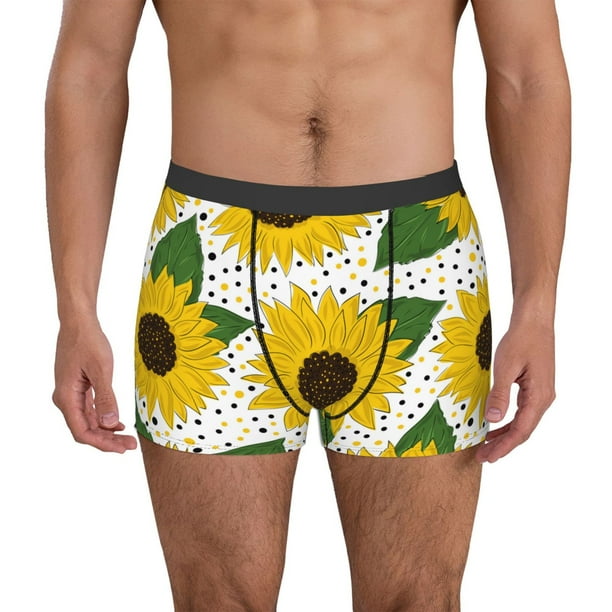 Balery Sunflowers Calzoncillos bóxer para hombre, ropa interior de algodón suave y transpirable con cinturilla de nailon-Large