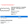 thumbnail image 2 of Valve Cover Gasket Set - Compatible with 1957 - 1960 Jeep F4 2.2L 4-Cylinder 1958 1959, 2 of 2