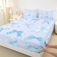 thumbnail image 3 of Manfei Blue Bow-tie Bed Sheets Set Queen Size, Cute Cartoon Bow Bed Sheets Queen, Dreamy Princess Bedding Queen Size, Microfiber Bedroom Decorative, 4pcs, 3 of 7