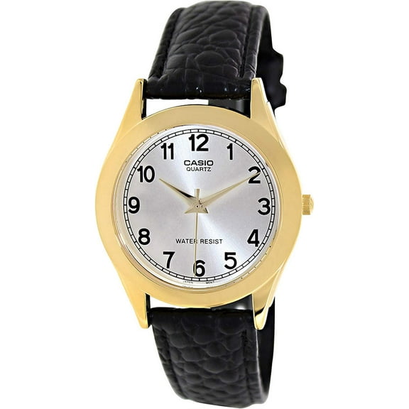 Casio Men's Quartz Stainless Steel/Black Leather Watch MTP1093Q-7B1