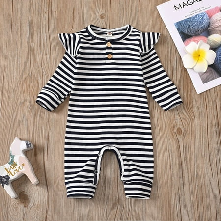 

DAETIROS Versatile Cute Printing Romper Stripe Comfy Fashion Girls Trousers Navy