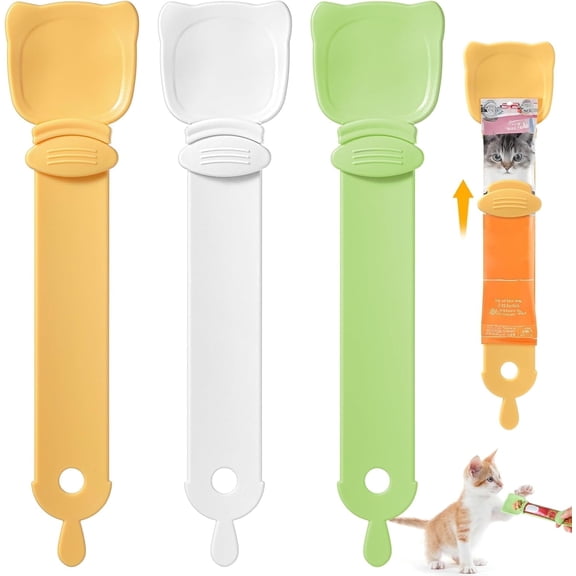 LZLINGMEI 3PCS Cat Treat Squeeze Spoon Dispenser,Multifunctional Cat Strip Feeders for Cat Liquid Snack Lickable Cat Feeding