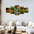 thumbnail image 2 of Elephant Stock Mesmerizing Japanese Waterfall Wall Art - Horizontal Multi Panel Canvas - Living Room Wall Decor - Nature Multi Panel - Green And Orange Decor - 68" x 30", 2 of 4