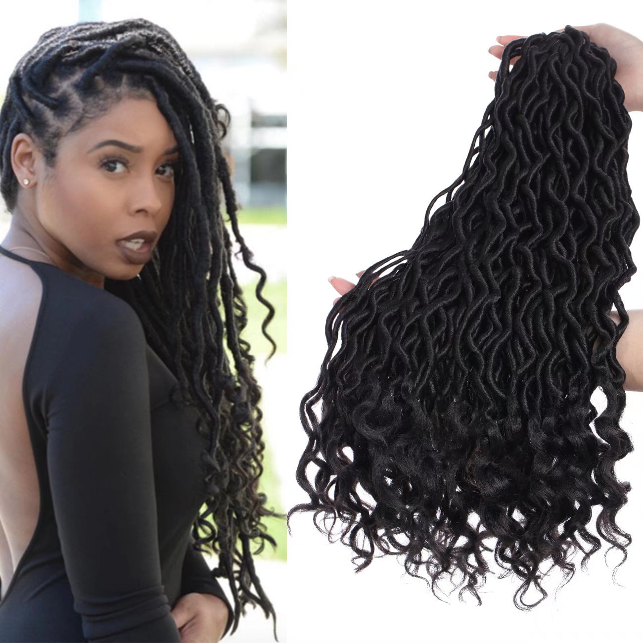 Wavy goddess faux locs braids, Ella's Hair & Beauty Supply