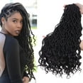 thumbnail image 3 of Benehair Goddess Locs Crochet Braids Curly Wavy Faux Locs Hair Extensions with Curly Ends Pre Looped Locs Synthetic for Women 20" Black, 3 of 9