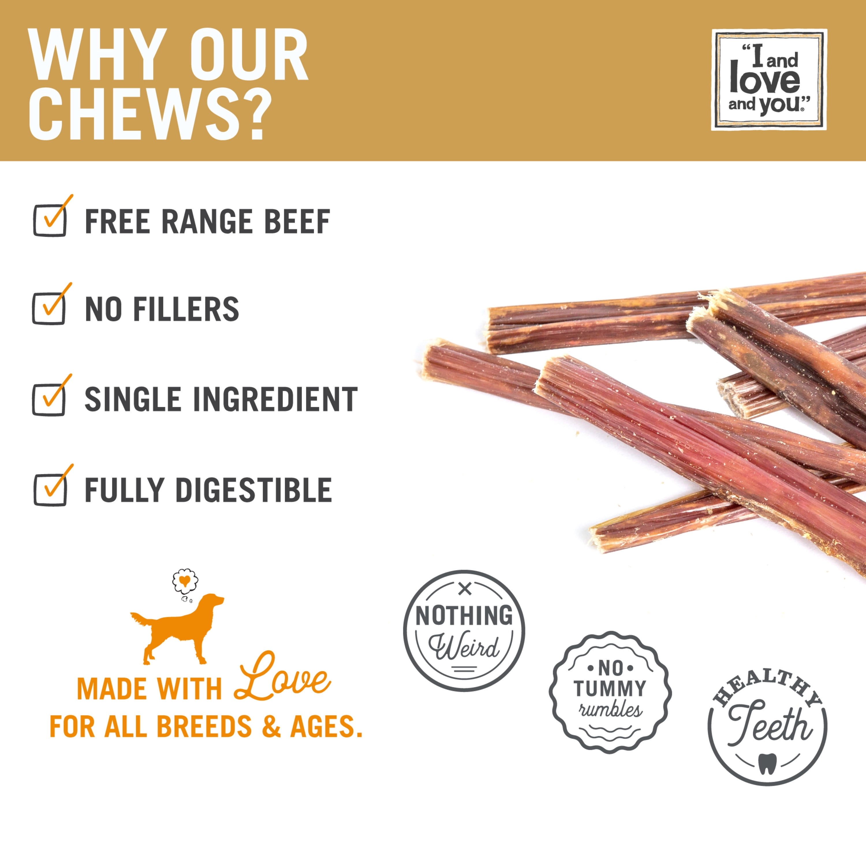 "I and love and you" Good Golly Gullet Dog Chews, 2 Oz, 6 Inch