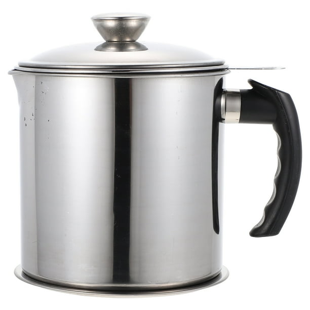 Bacon Grease Container with Strainer Stainless Steel Oil Pot Household