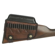 TOURBON PU Leather Buttstock Cheek Rest Long Rifle with .22LR/.17HMR Ammo Holder- Right Handed Brown