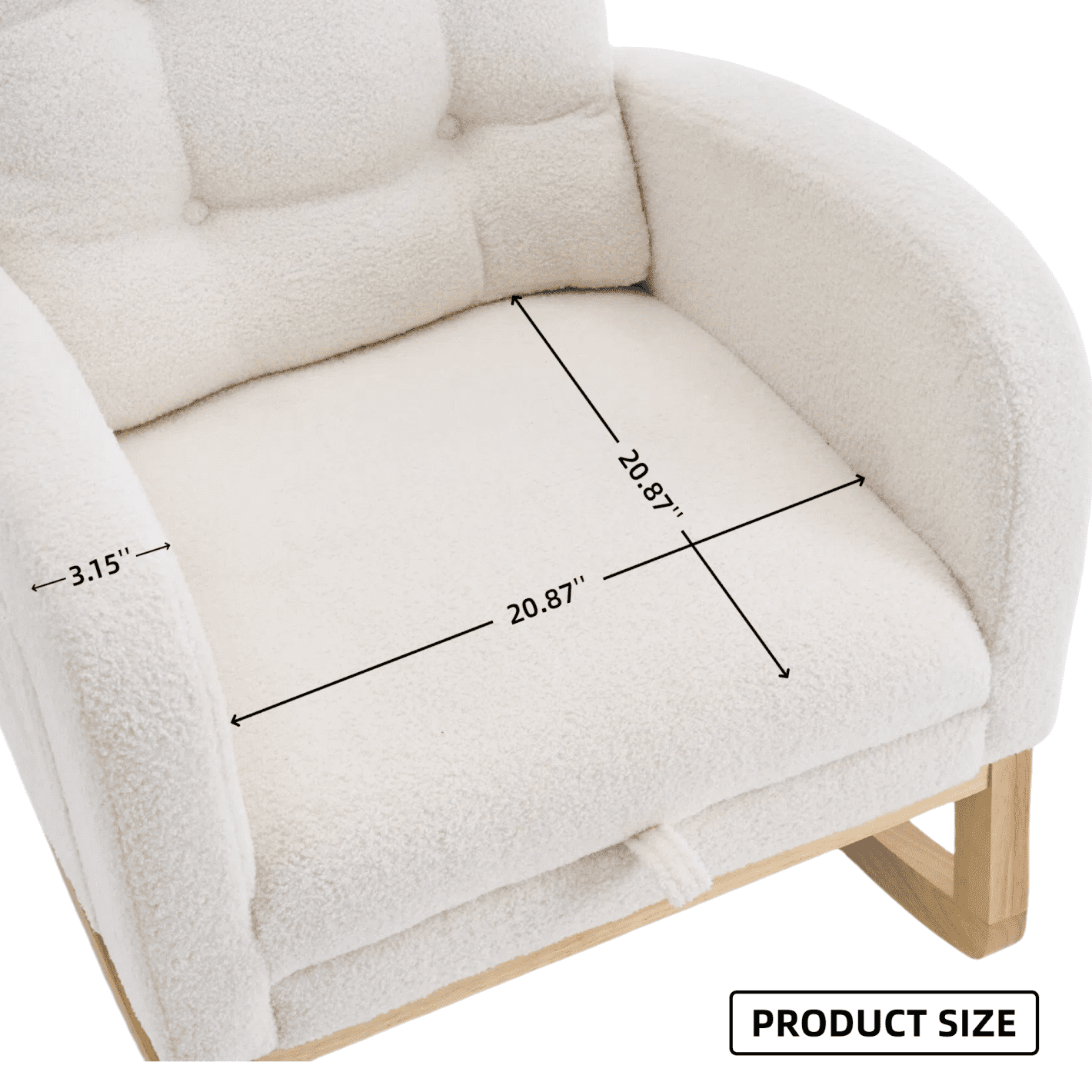 Nursery Rocking Chair with Footrest,Teddy Upholstered Rocking Chair with High Back and Side Pocket,Accent Armchair with Rubber Wood Legs for Living Room Bedroom,Beige+White,38.36"Wx26.77"Lx39.76"H