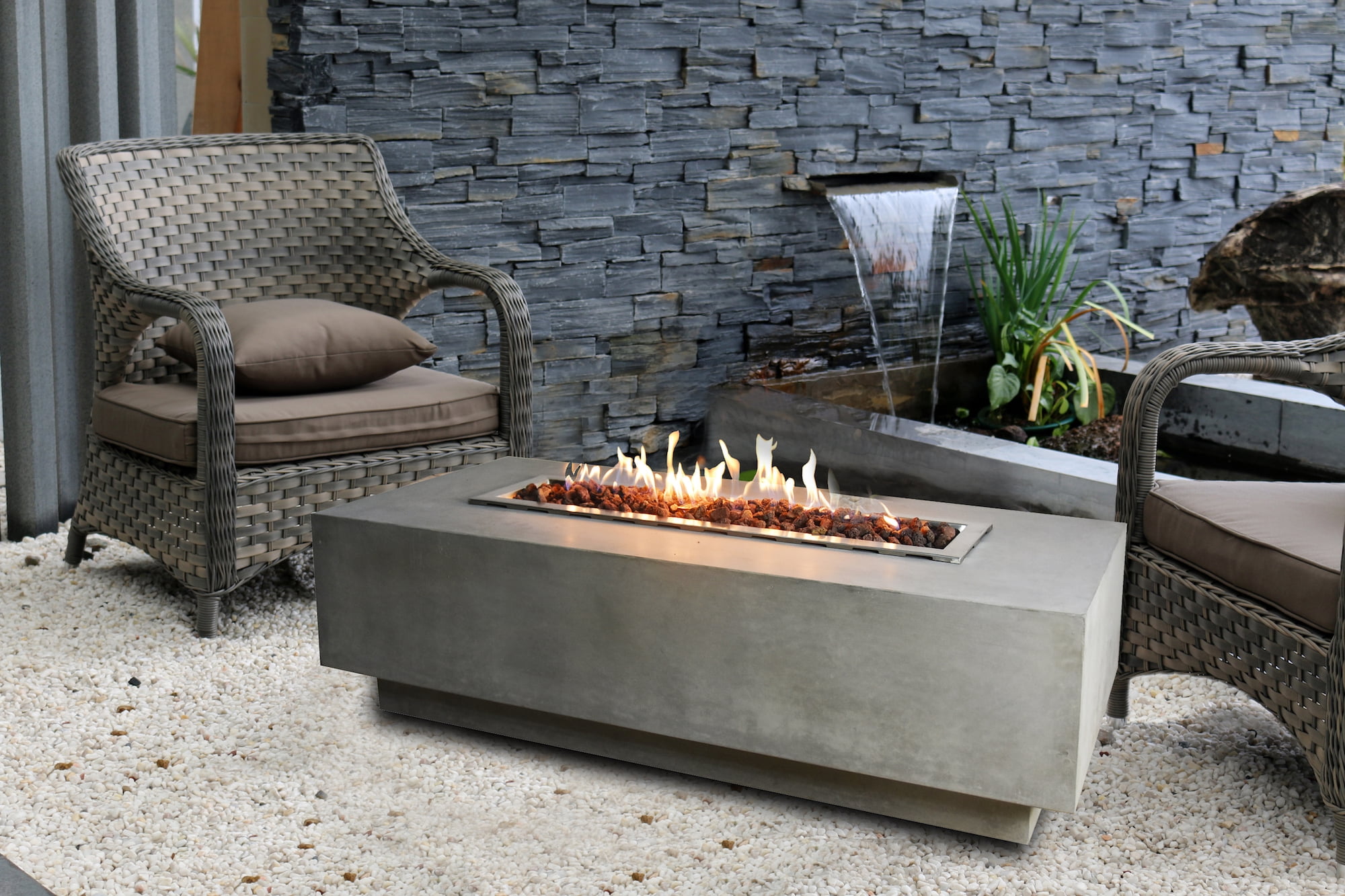 Elementi Outdoor Metropolis Fire Pit Table 56 X 32 Inches Grey Elementi Outdoor Metropolis Fire Pit Table 56 X 32 Inches Grey Durable Bowl Glass Reinforced Concrete Rectangle Natural Gas Patio Place