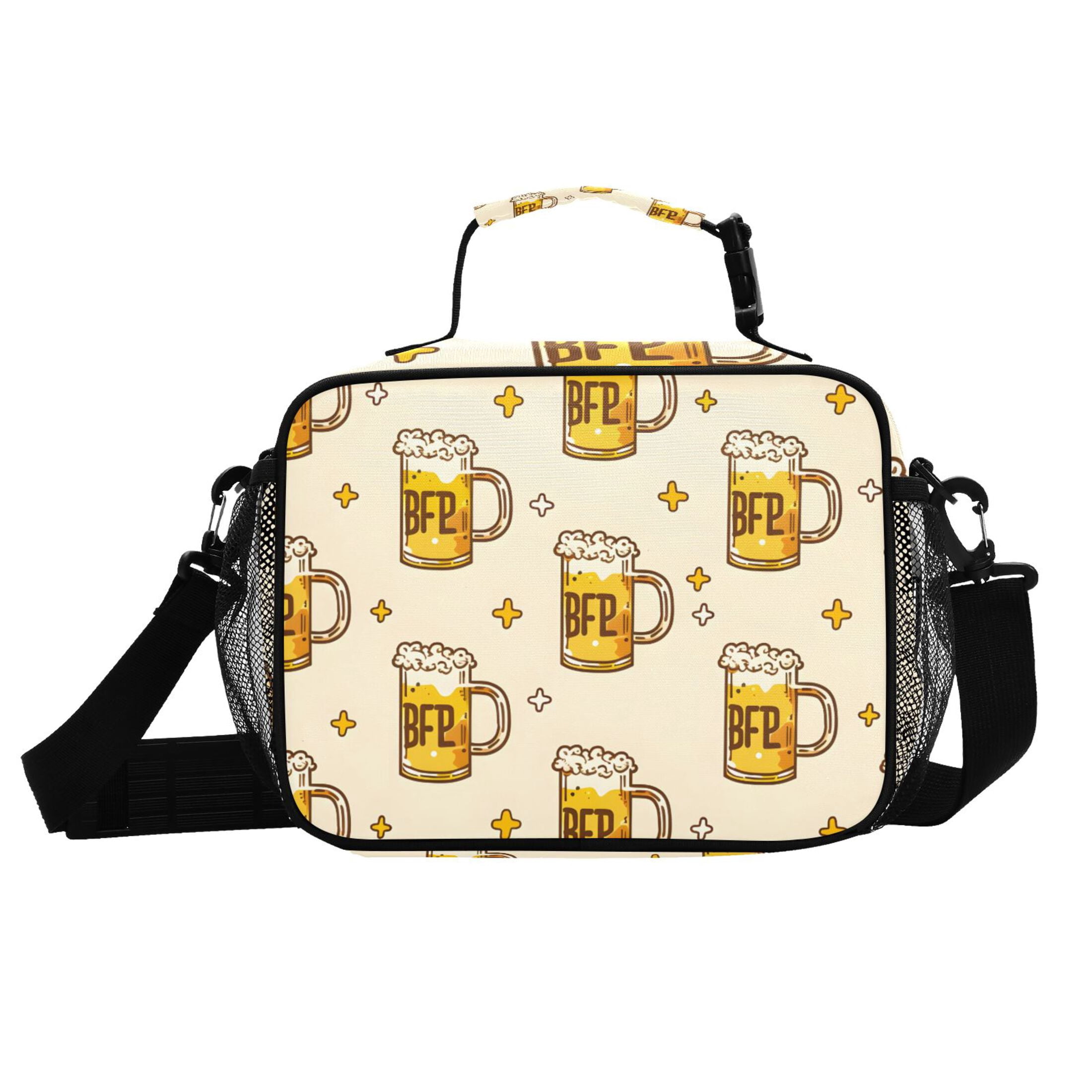 Cartoon Beers and Stars Insulated Lunch Bag Portable Cooler Bag Mommy Bag Large Capacity 6L