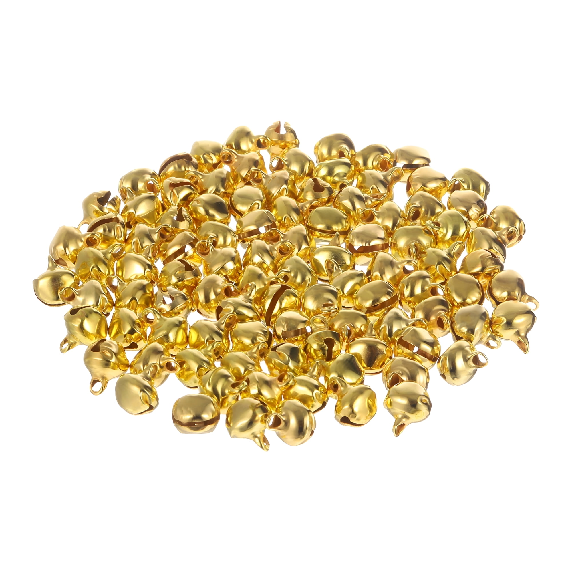 TUWAFE 100 Pcs Gold Jingle Bells, 12mm Small Metal Craft Bells for Christmas Ornaments, DIY Holiday Party Favors & Jewelry