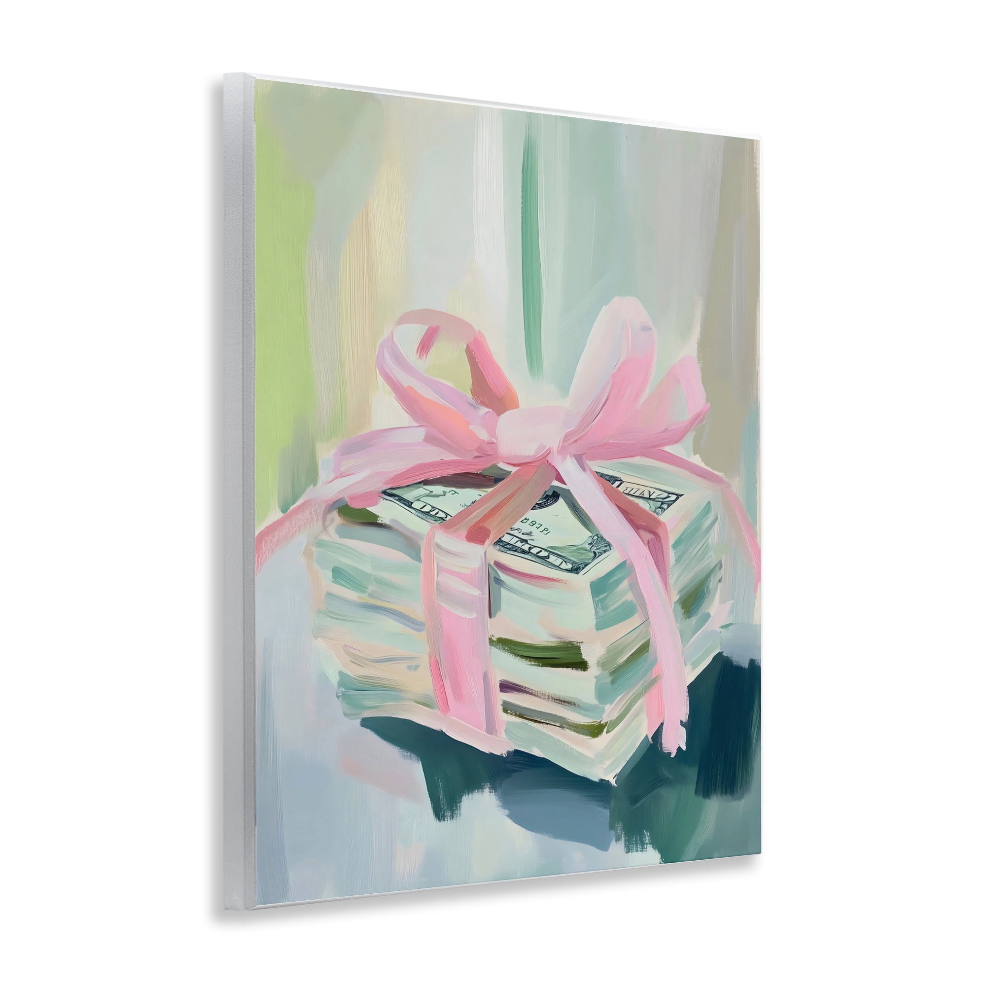 Stupell Industries Pink Bow Cash Bundle Wall Plaque Art, design by The Prints Vibe