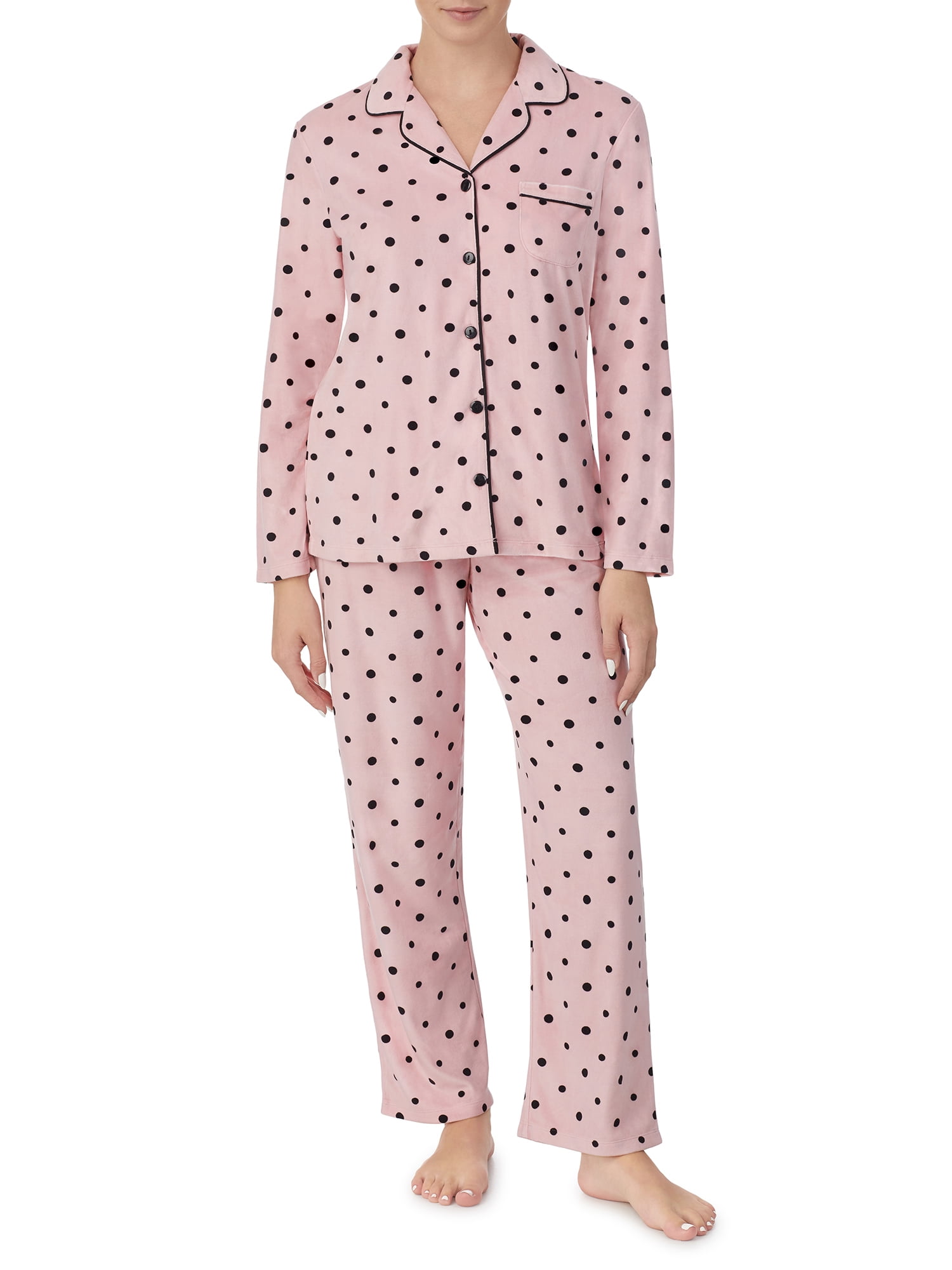 Ellen Tracy Long Sleeve Collared Polka Dot Pajamas (Women's or Women's ...