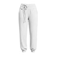 thumbnail image 4 of TEAJOPSUU Women's Cotton Blend Sweatpants Loose Elastic Waistband Cinching Bottom Ankle Pants with Pockets Casual Daily Solid Color Trousers White, 4 of 5