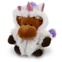 DolliBu Sitting Moose Unicorn Plush Stuffed Animal Toy - Super Soft Moosecorn Dress Up with Removable Plush Unicorn Outfit, Cute Fantasy Wildlife Gift - 6 Inches
