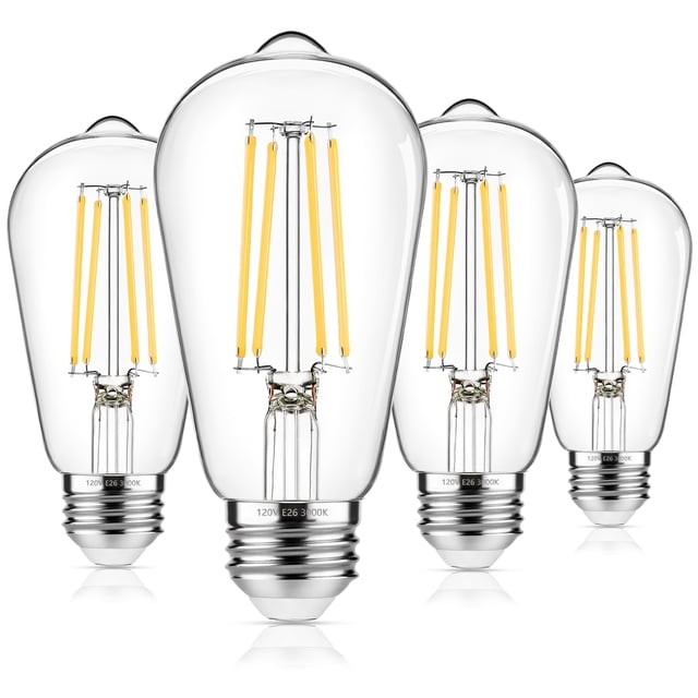 Bombilla LED ASOMST Vintage Edison ST58, 6 W, 3000 K, 850 LM, paquete de 4