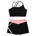thumbnail image 3 of Haitryli Kids Girls Dancing Clothing Set Criss Cross Back Tank Top with Shorts Outfit Ballet Jazz Pink 12, 3 of 7
