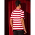 thumbnail image 3 of DARING DIVA Men's Striped Short Sleeve Crew Neck Casual Stripes T Shirt M Red White, 3 of 6