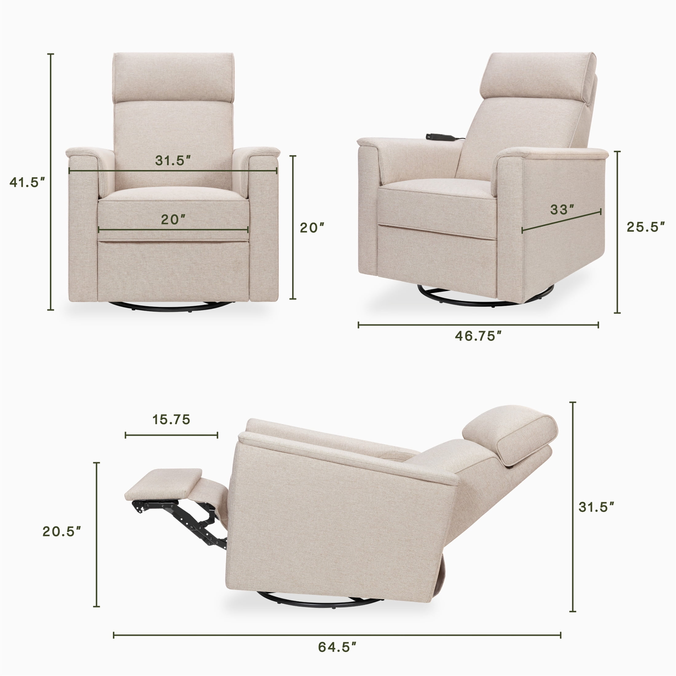 Namesake Willa Deluxe Power Recliner and Swivel Glider with Heat and Massage