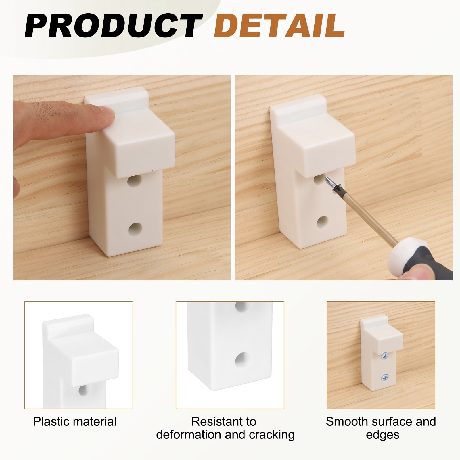 Uxcell 4 Pcs Plastic Shelf Support Peg, Right Angle Bracket, 3.62"x 1.42"x 1.81" L Shape Shelf Bracket with Screws for Wooden Frame Shelves Furniture
