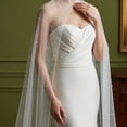thumbnail image 6 of Pearl Accented Bridal Cape, Long Mesh Arm Cover Wrap, One Size, 6 of 7