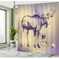 thumbnail image 5 of Ambesonne Moose Shower Curtain, Hipster Deer with Camera, 69"Wx70"L, Purple Beige, 5 of 5