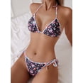 thumbnail image 3 of Top-kevin Women's Triangle Bikini Sets O Ring Linked Two Piece Swimsuits Floral Printed Cheeky Bathing Suit, 3 of 6