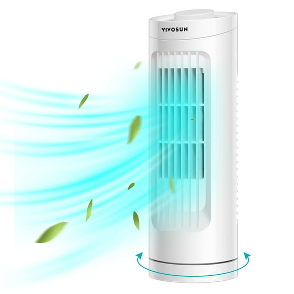 VIVOSUN 13'' Tower Fan, Bladeless Desk Fan with 3 Speeds and 70° Oscillation, Portable and Compact, Quiet Cooling Fan for Home