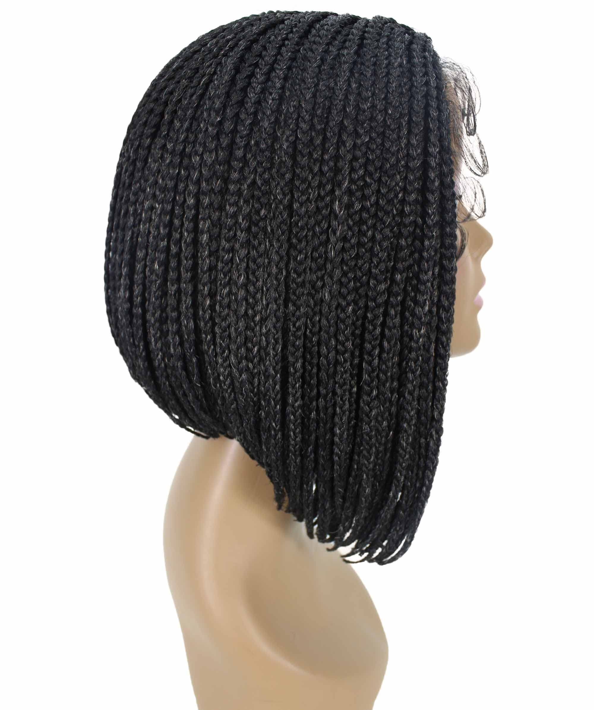 LUXLUXE Jayla Straight Braided 12 in Long Braided Wig, Beauty Heat Resistant Fiber ( Salt and Pepper Grey)