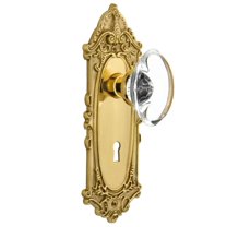 Nostalgic Warehouse Vicocc_Dp_Kh Oval Clear Crystal Solid Brass Dummy Door Knob Set -